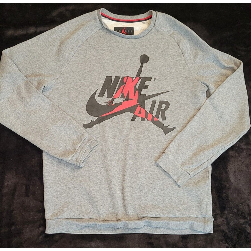 Men's Nike Air Jordan Jumpman Classics Gray Crew Sweatshirt Size Medium